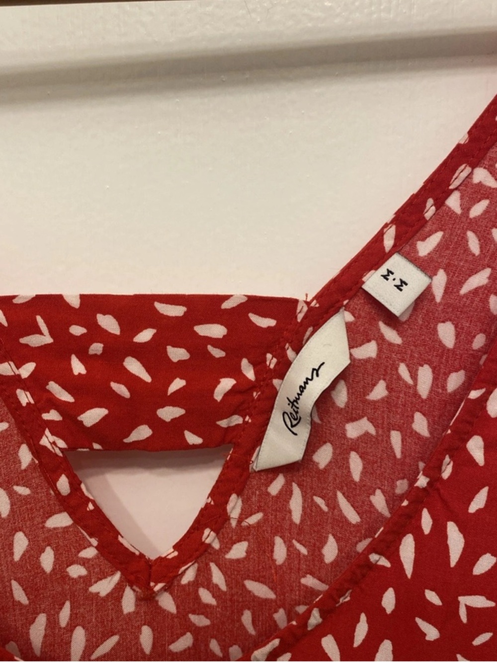 Reitmans Red Mini Dress with White Leaf Print - Picture 4 of 6